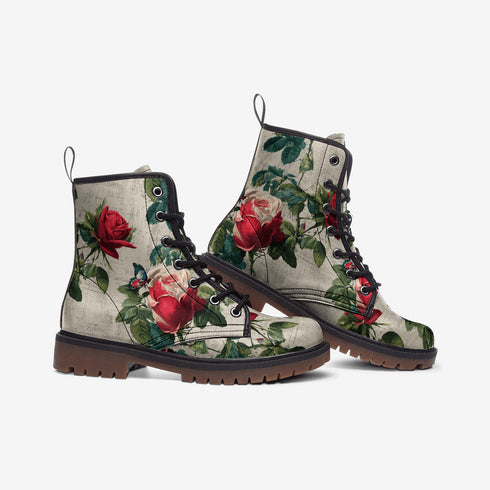 Vintage Rose Vegan Leather Lightweight boots - Books Worth Keeping
